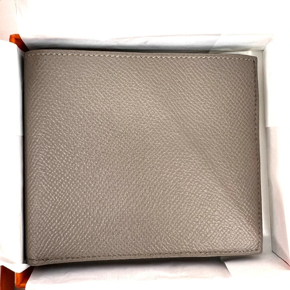 Hermes MC2 Copernic Compact Bill Wallet Mens Etain Epsom Leather Bi-Fold‎ France